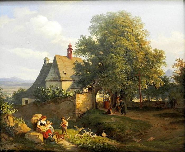 Adrian Ludwig Richter St. Anna's church in Krupka, China oil painting art